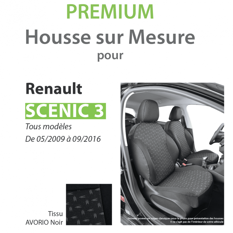 Housse SUR-MESURE intérieure Prestige Tech pour RENAULT SCENIC 3 2009 >  2016 - Housse carrosserie