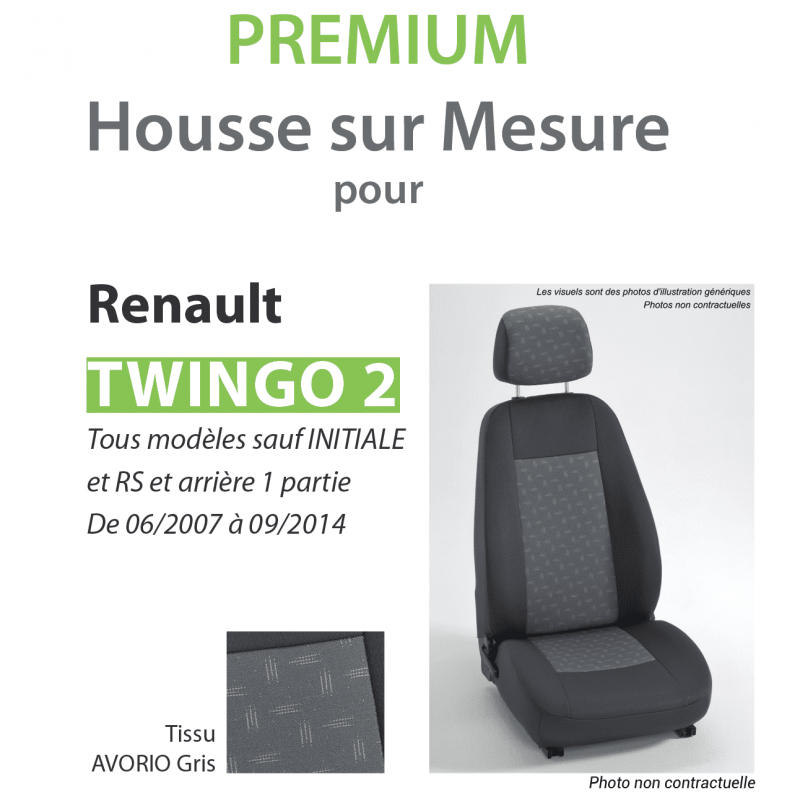 Housse de siège sur mesure Twin Zip pour Renault Twingo 2